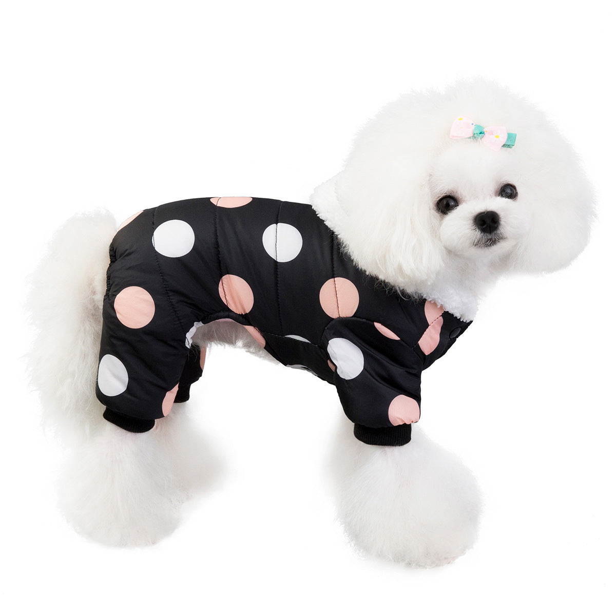 Warm  polka dot four-leg cotton coat