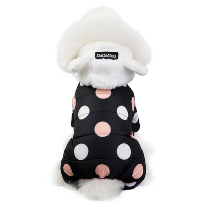 Warm  polka dot four-leg cotton coat
