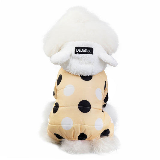 Warm  polka dot four-leg cotton coat