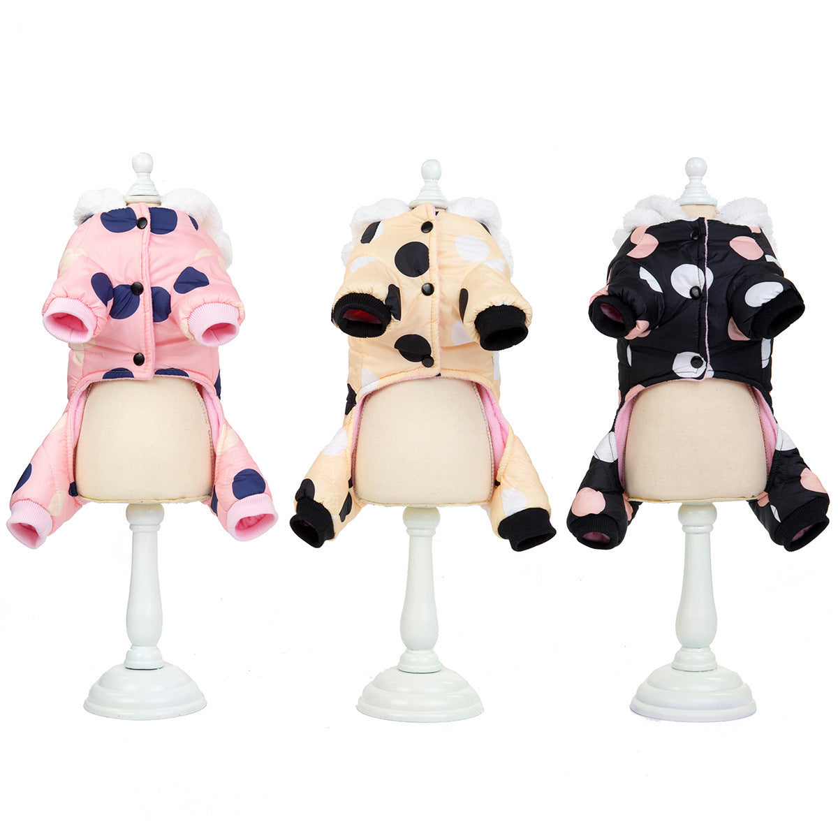 Warm  polka dot four-leg cotton coat