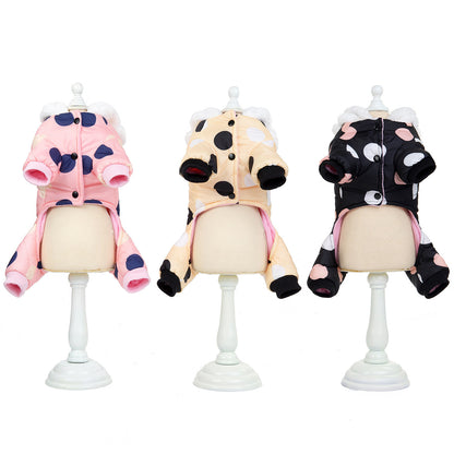 Warm  polka dot four-leg cotton coat