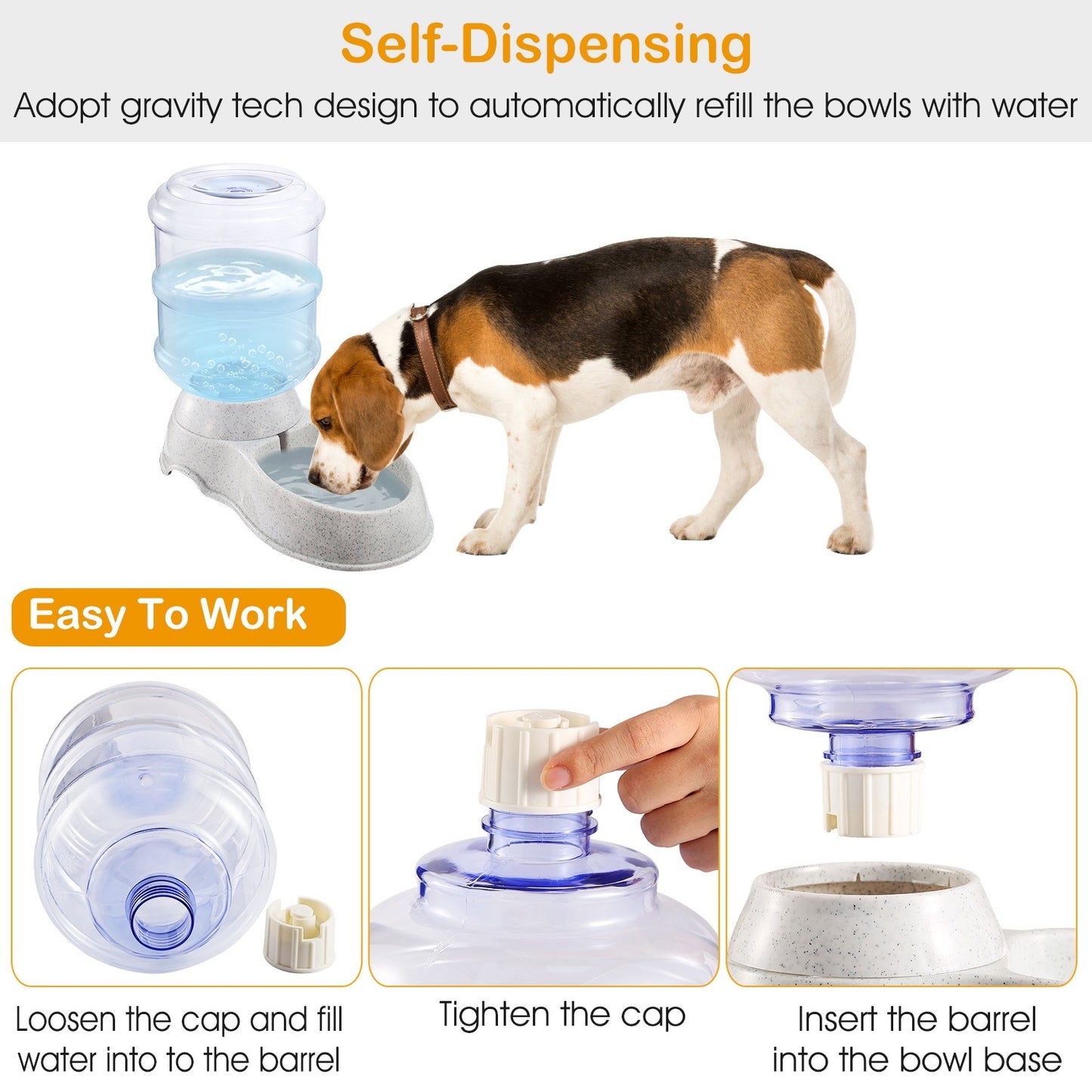 Self-Dispensing Gravity Pets Water Feeder