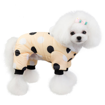 Warm  polka dot four-leg cotton coat