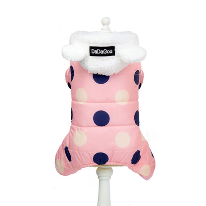 Warm  polka dot four-leg cotton coat